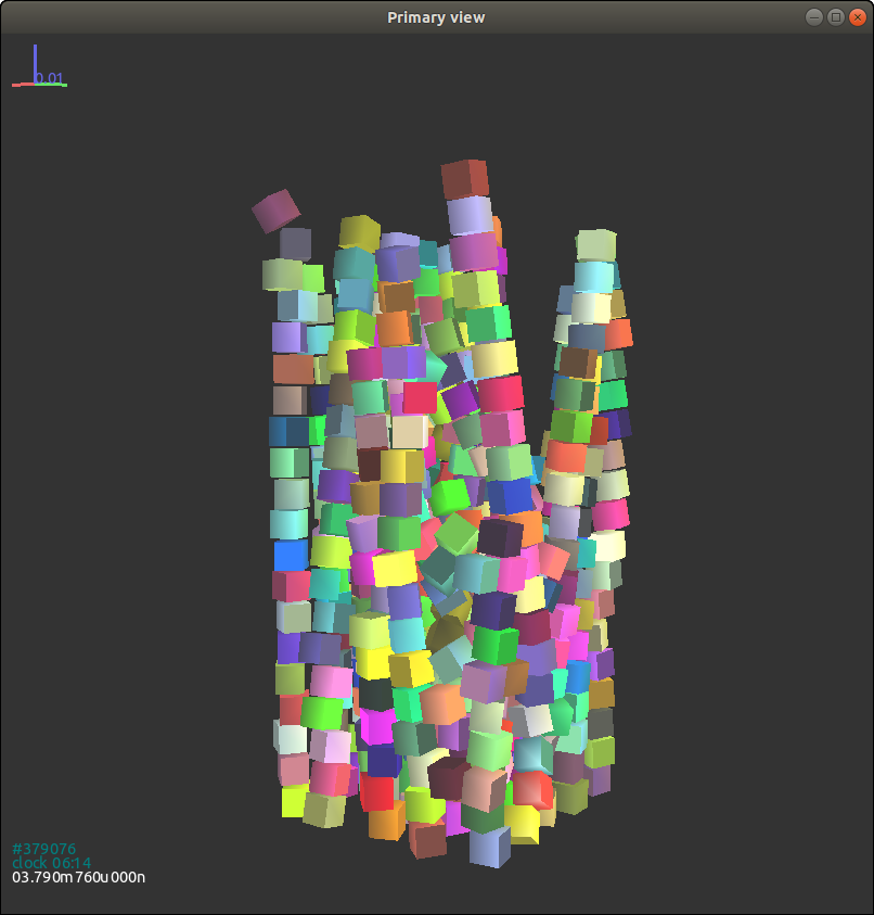 Final packing of cuboids with random initial orientations (the box not
shown).