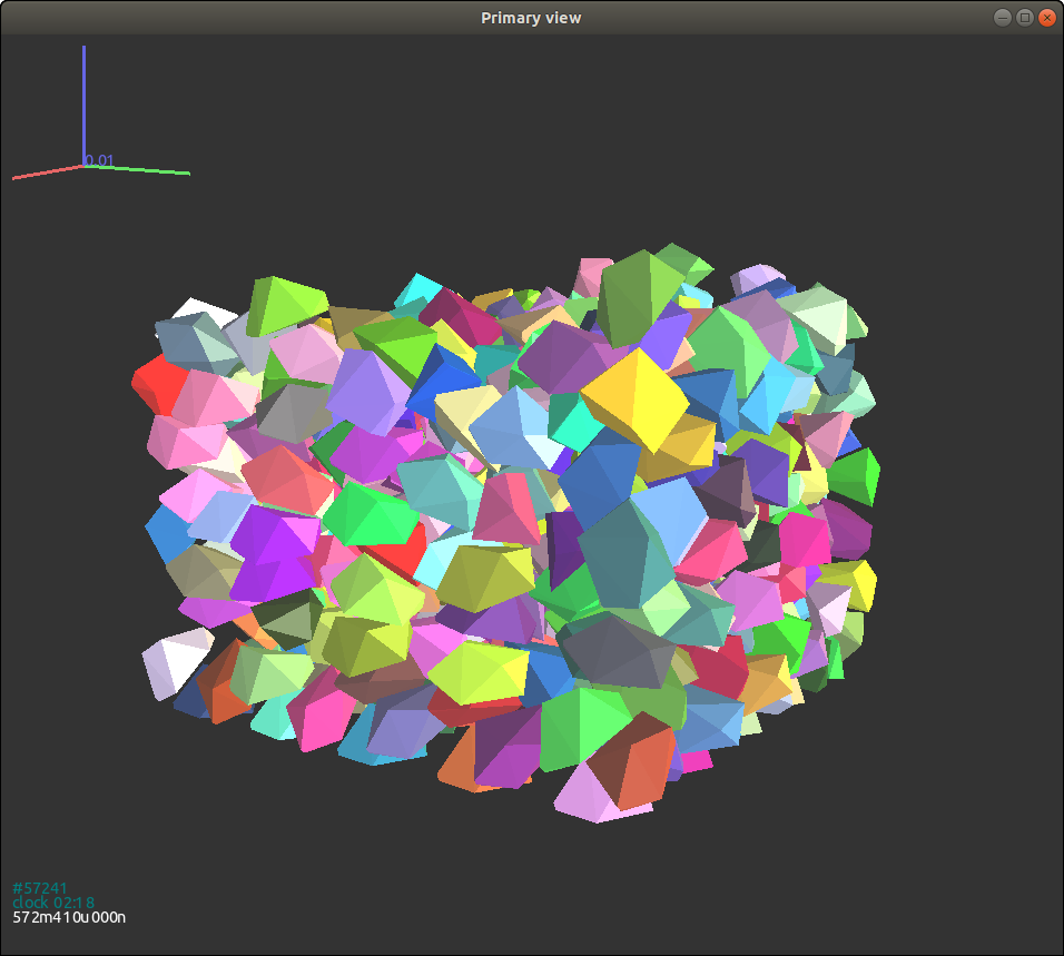 Final packing of polyhedrons without random initial orientations (the
box not shown).